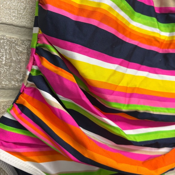 Trina Turk Striped Halter One Piece Swimsuit Size 6 Pink Multi - Picture 6 of 10